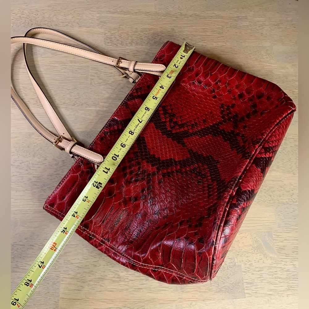 Michael Kors East West Burgundy Red Python Emboss… - image 6